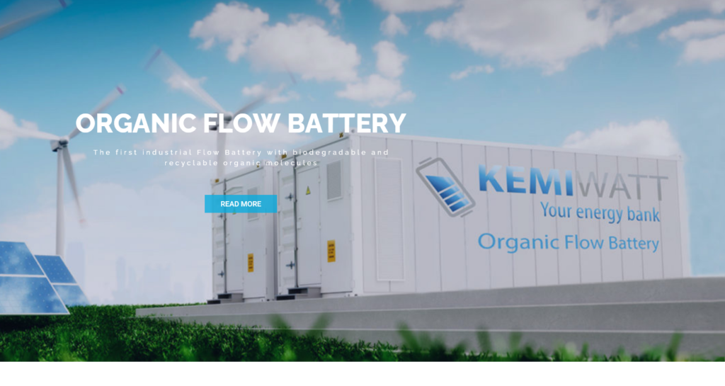 The first industrial Flow Battery with biodegradable and ryciclable organic molecules