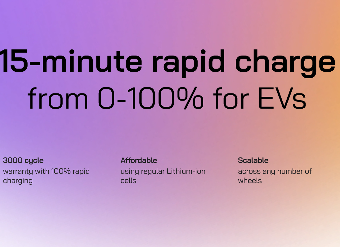 15-minute rapid charge from 0-100% for EVs